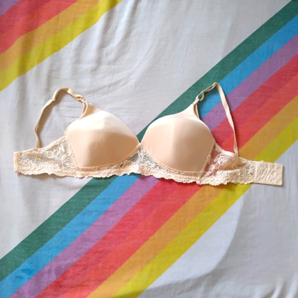 New 36D Nursing Bra Lace Beige Nude Non Underwire